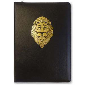 Библия черная (молния, кожаный переплет, большой формат) «Лев» фото
