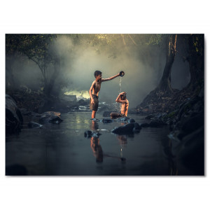 Картина «Мальчики на камнях. Азия» фото